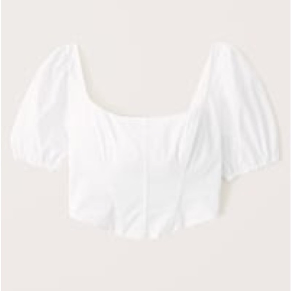Abercrombie & Fitch Puff Sleeve Poplin Corset Top
649579491